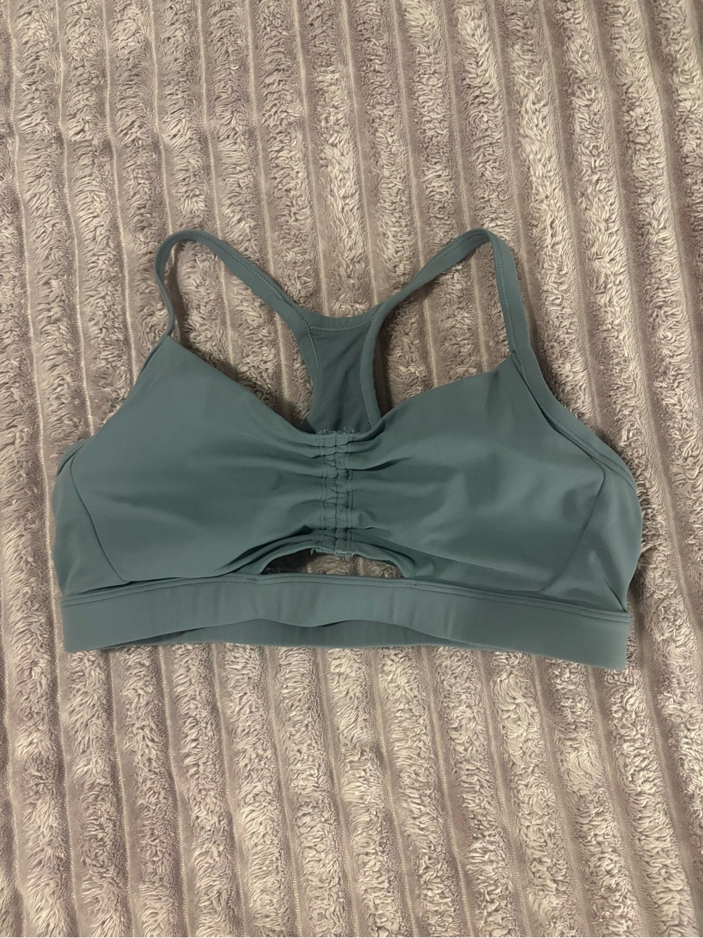 Athleta Dark Gray Racerback Sports Bra with Front Ruching